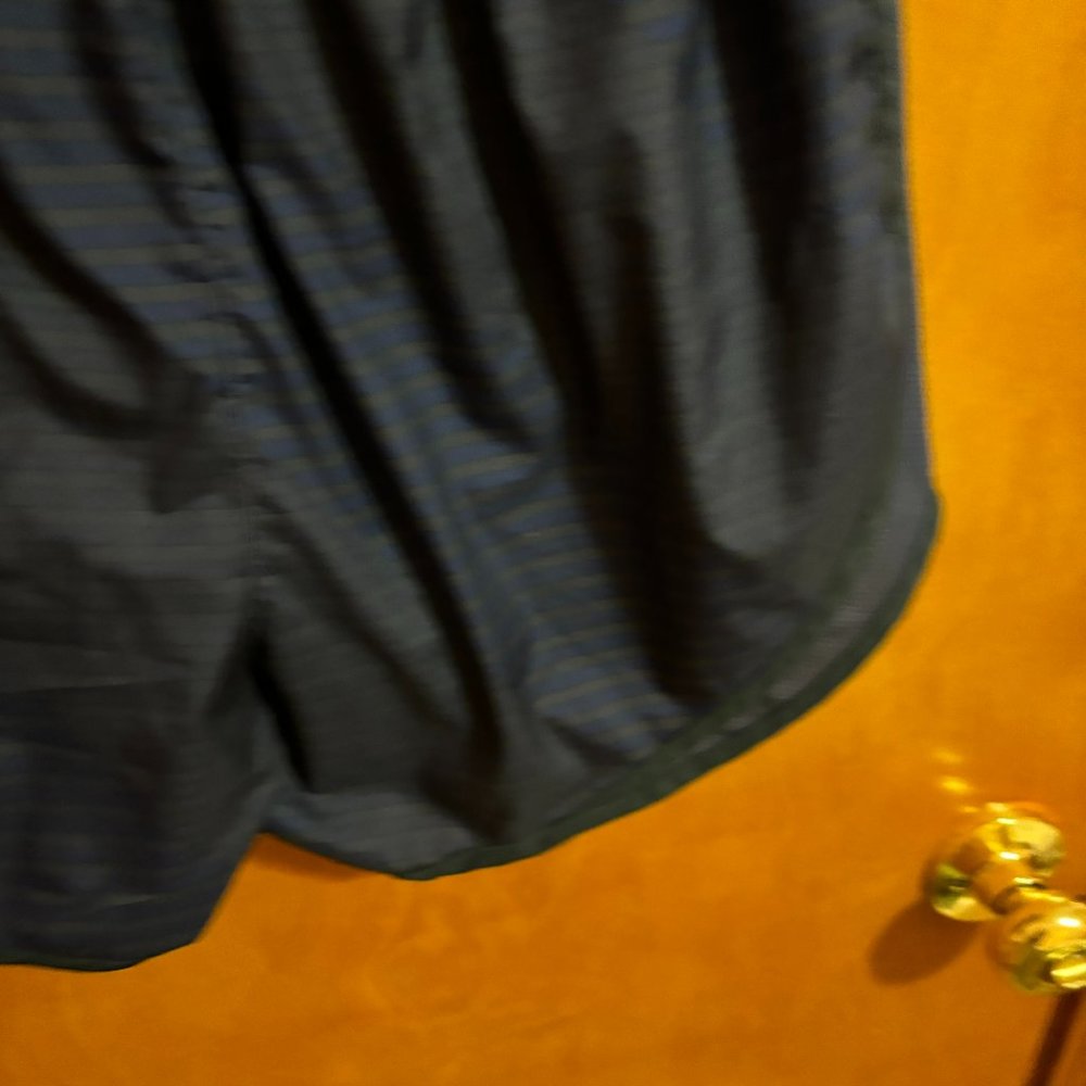 Nike Dri-Fit Athletic Running Shorts Black with Dark Blue Stripes Size Medium - Picture 9 of 12